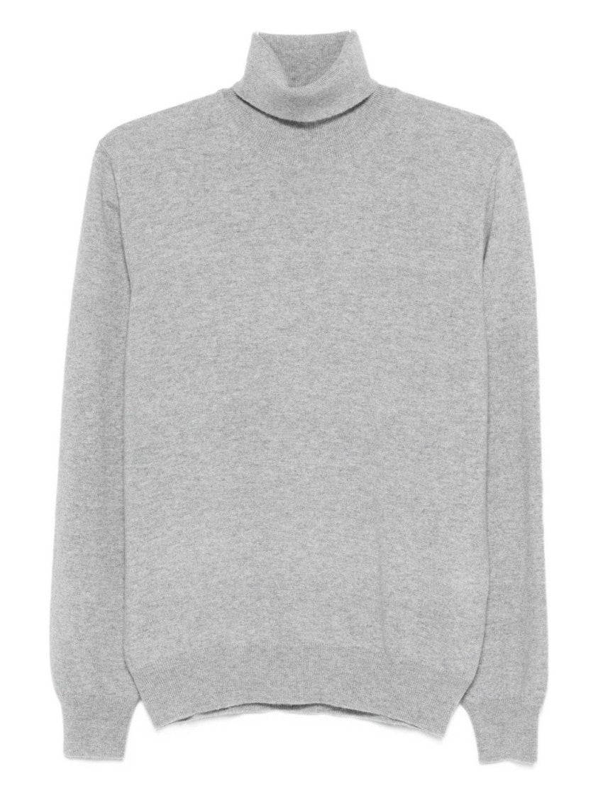 Gran Sasso Men's Turtleneck Sweater In Soft Grey Knit