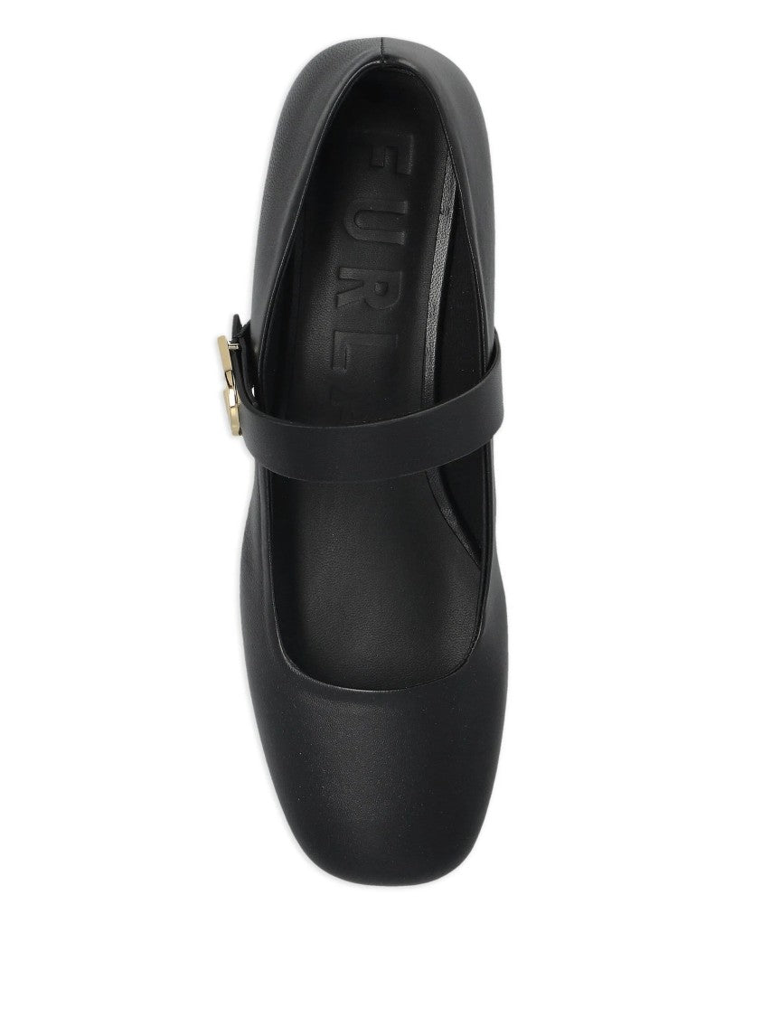Furla White Pointed Toe Minimalist Strap Flats