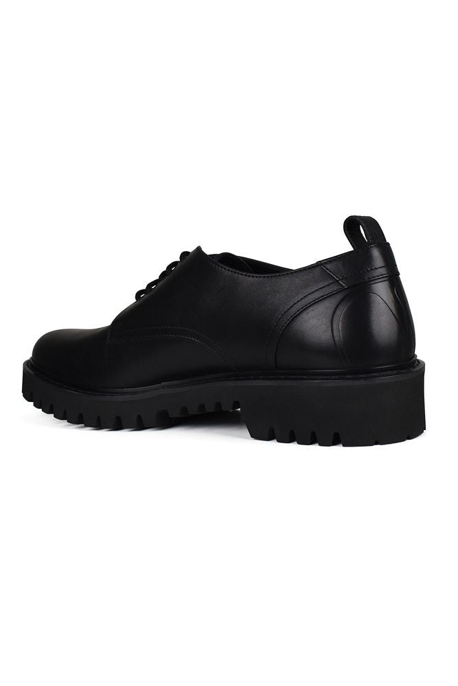 Valentino Garavani Almond Toe Black Leather Derbies