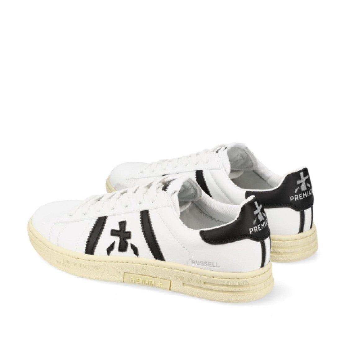 Premiata Russell Sneakers In White Leather Top Black