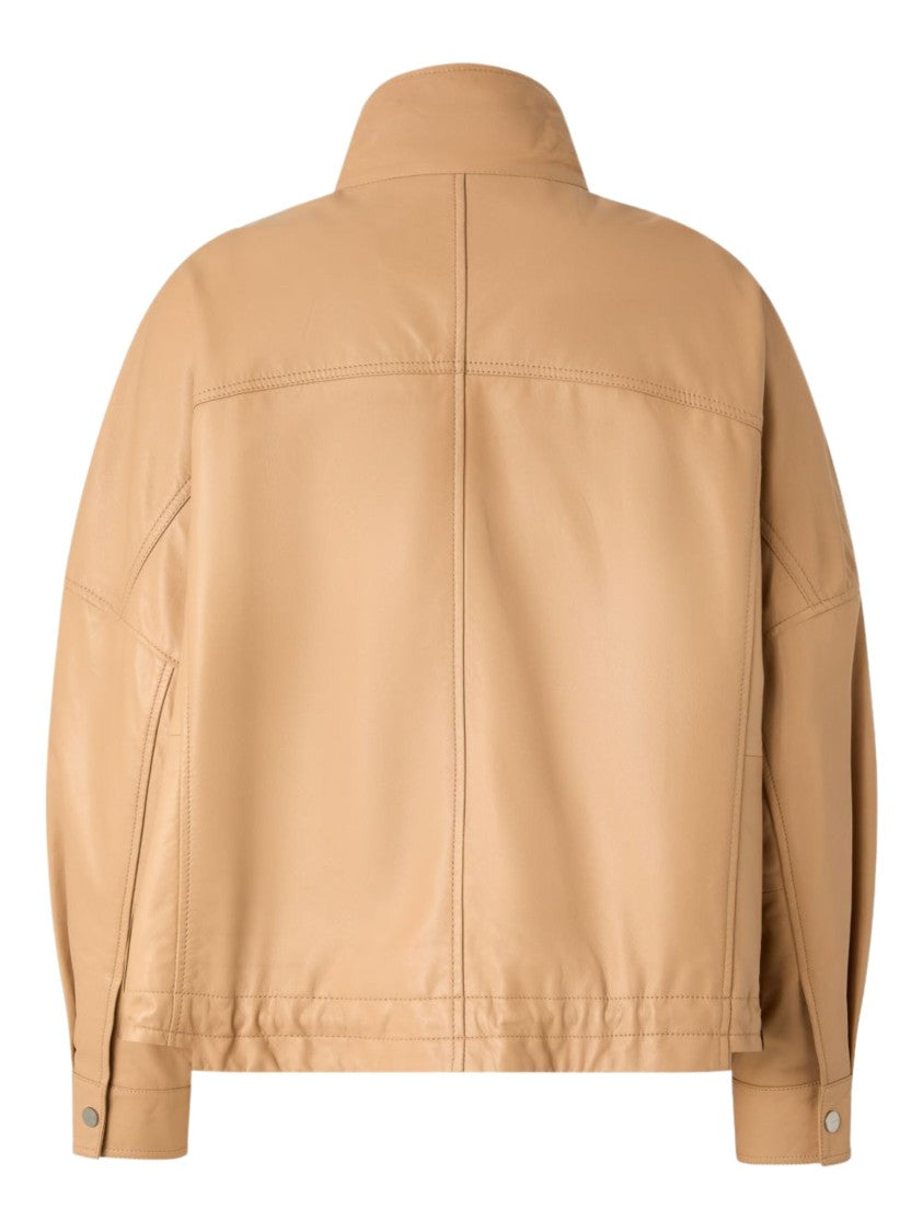 Pinko Nappa Leather Stand Collar Jacket