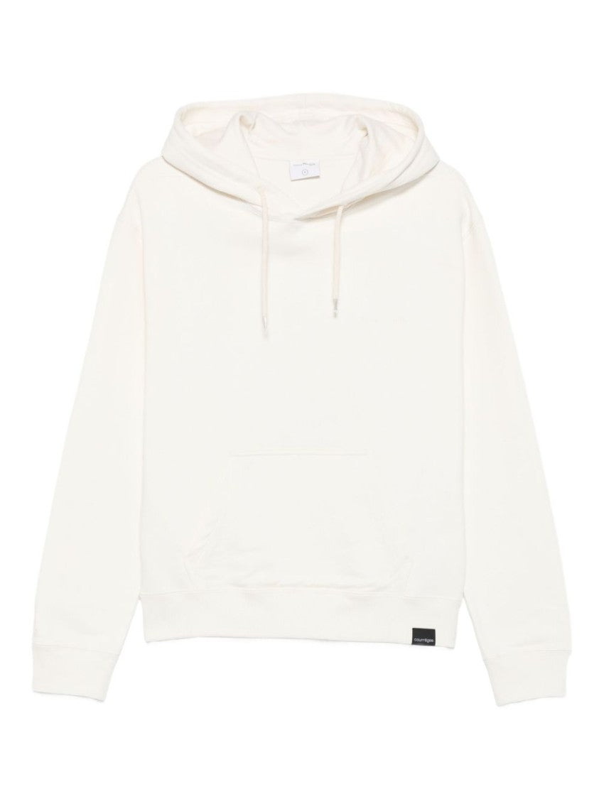 Courrèges Relaxed Fit White Hoodie With Classic Kangaroo Pocket