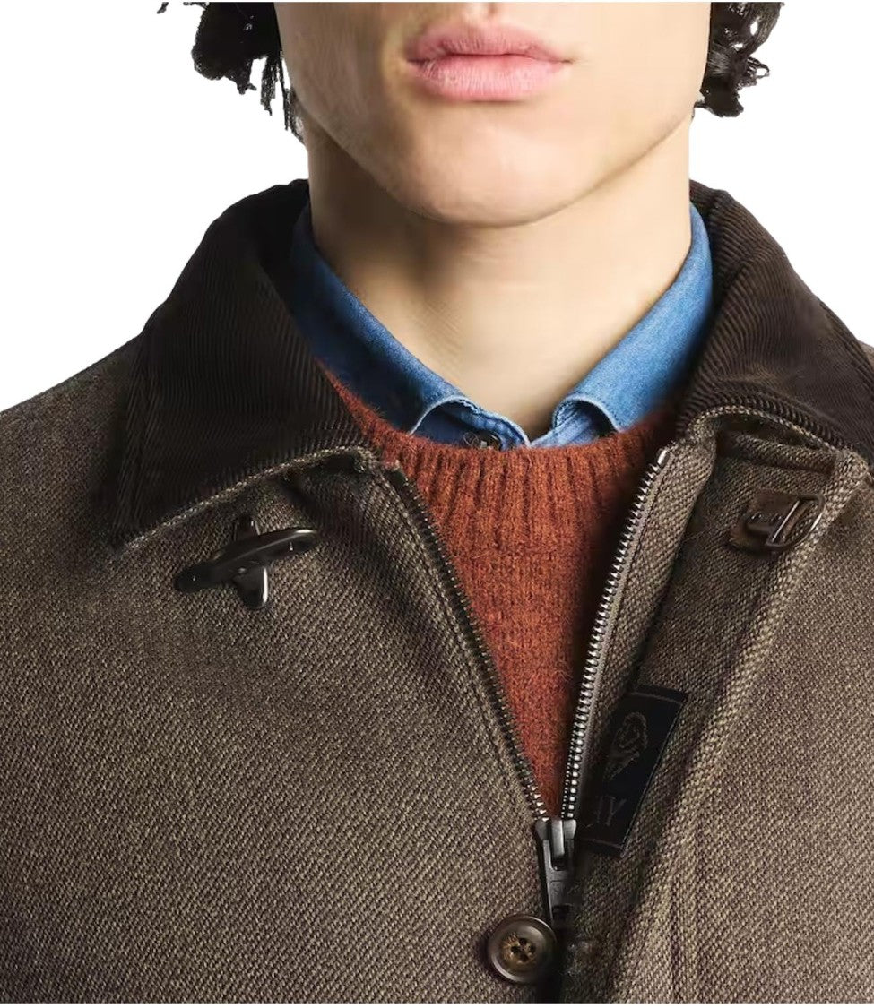 Fay Structured Brown Textured Casual Jacket