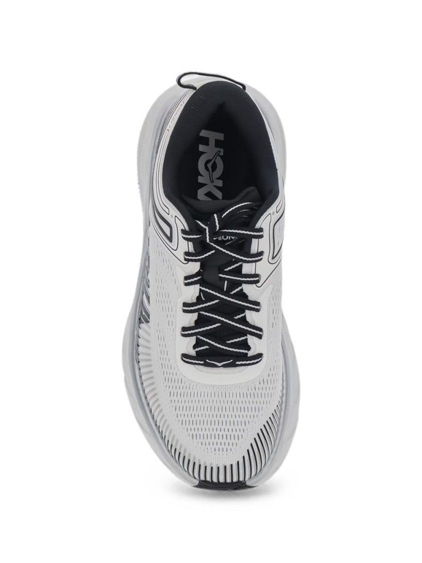 Hoka White Textile Black Accents Sneakers