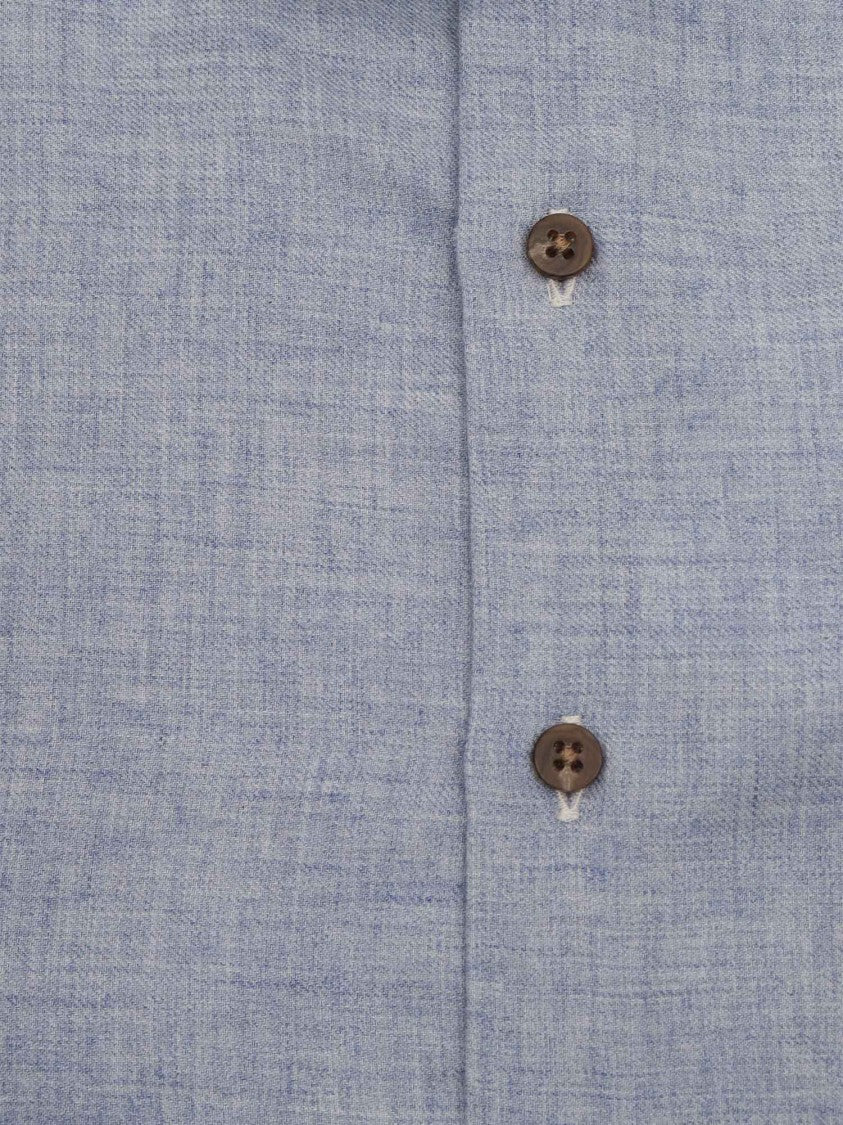 Sartoria Del Campo-Sonrisa Textured Heathered Cotton Shirt With Classic Collar