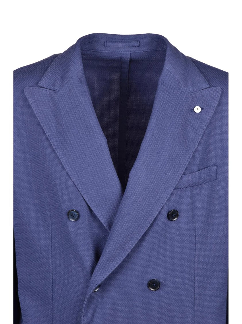 L.B.M. 1911 Indigo Virgin Wool Polyamide Elastane Rounded Blazer