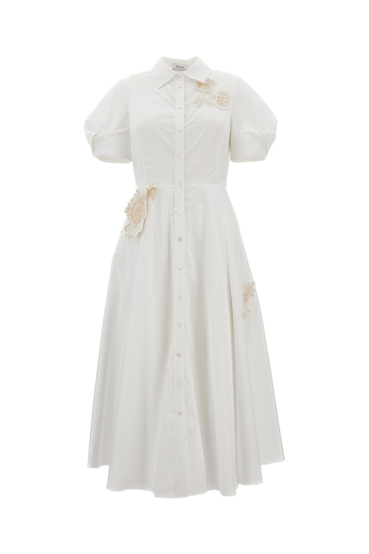 Erdem Cotton Midi Dress With Appliqués