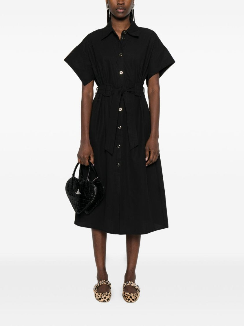 Pinko Black Cotton Buttoned Day Dress