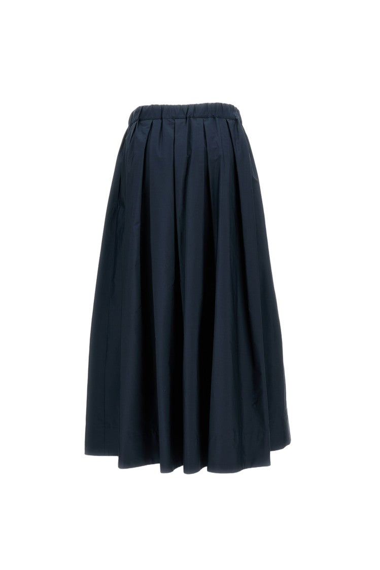 Max Mara Blue Pineta Pleated Midi Skirt