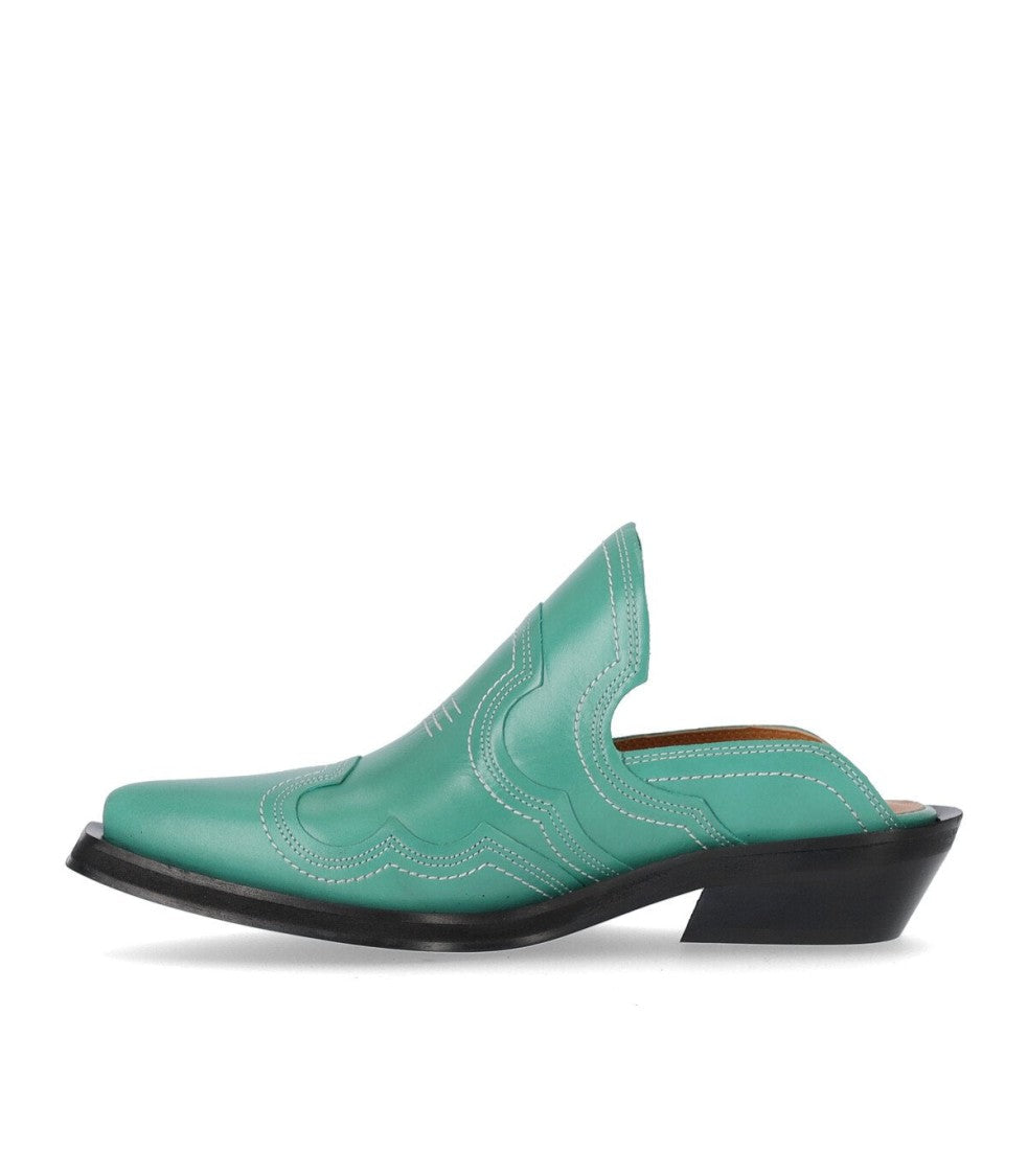 Ganni Western Green Mule