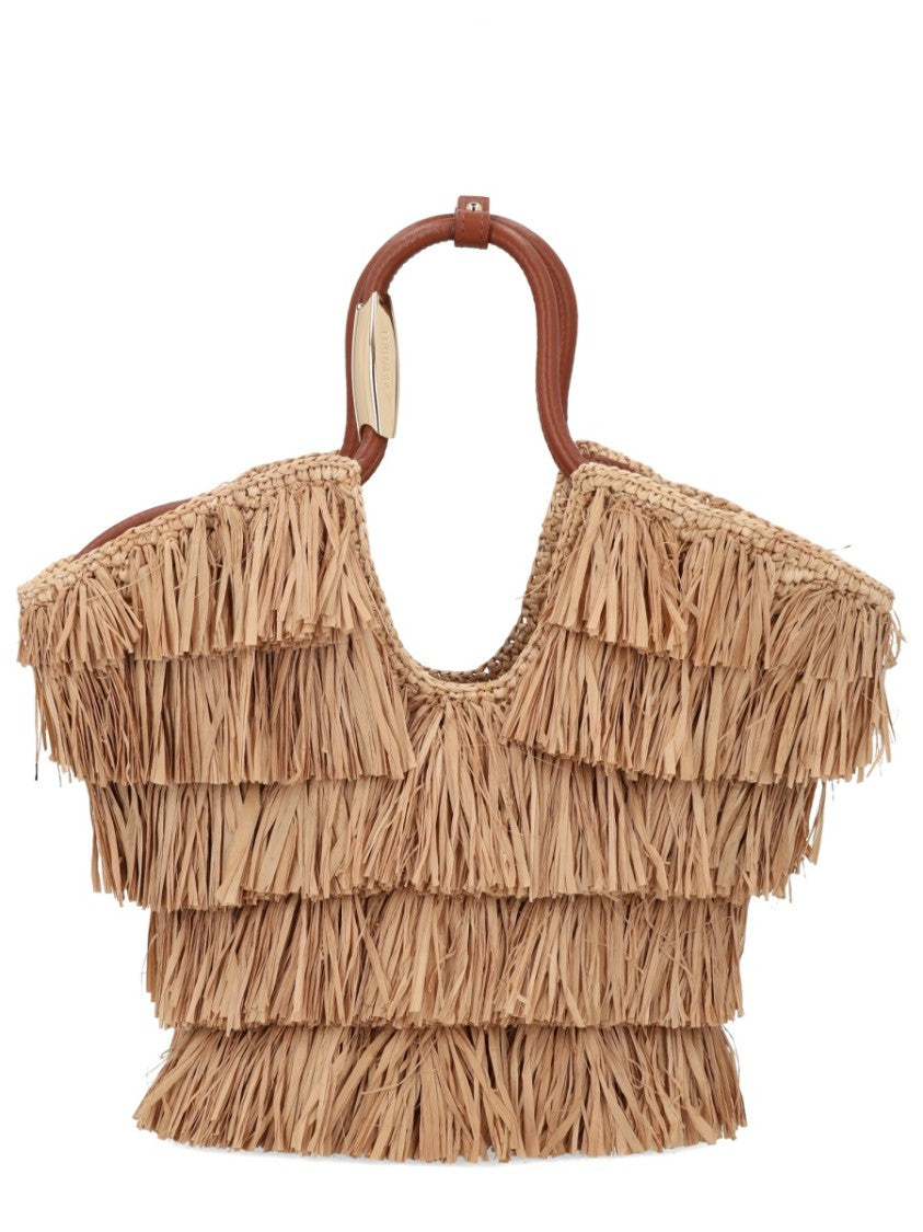 Zimmermann Goldentime Layered Fringes Raffia Bag Handbag