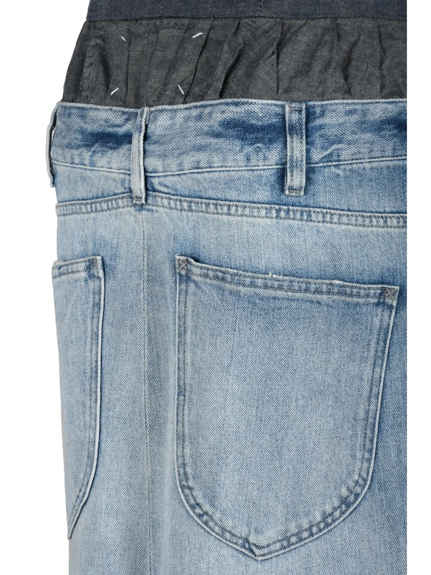 Maison Margiela Blue Denim Back Slit Cotton Mermaid Skirt