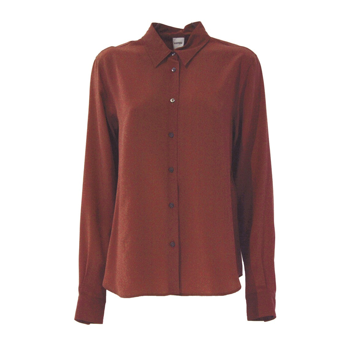 Aspesi Classic Pure Silk Shirt In Brick Red