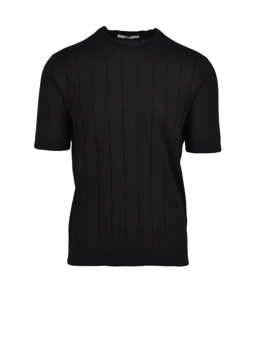 Masq Black Ribbed Crewneck Sweater