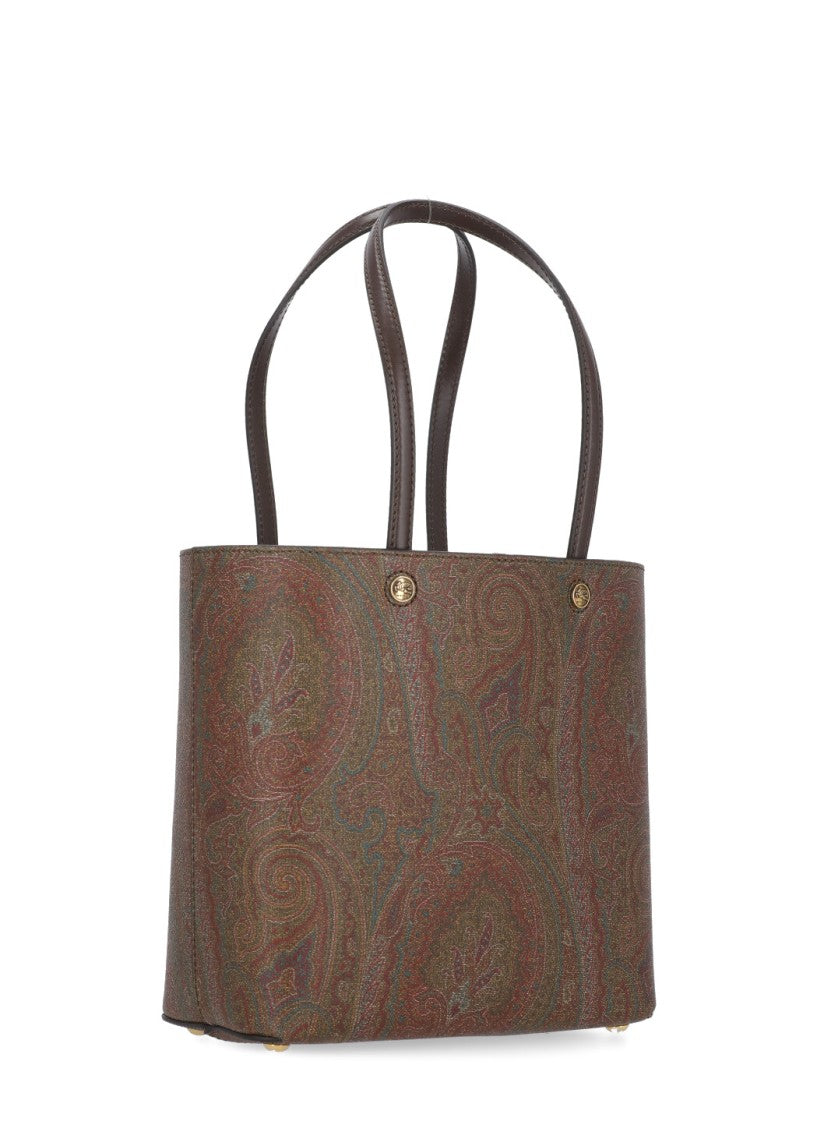 Etro Pochette-Equipped Cotton Shopping Bag With Paisley Design
