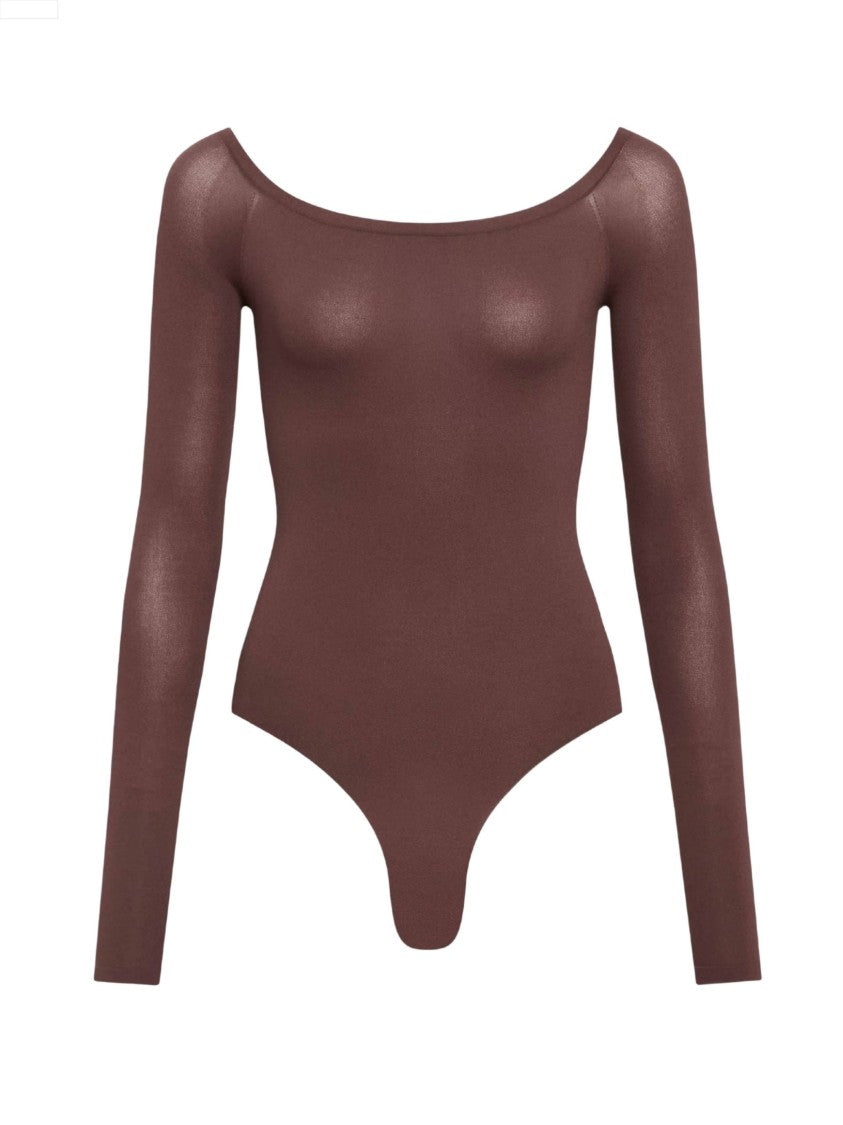 Alaïa Off-The-Shoulder Brown Bodysuit