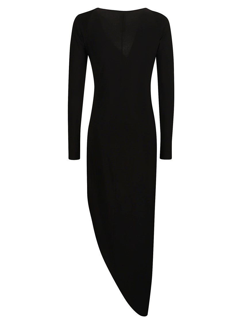 Norma Kamali Long Sleeve Sweetheart Polyester Midi Dress