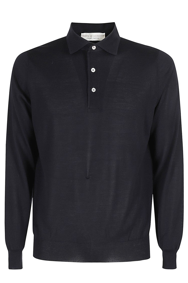 Filippo De Laurentiis Long-Sleeve Polo Shirt With Ribbed Trims
