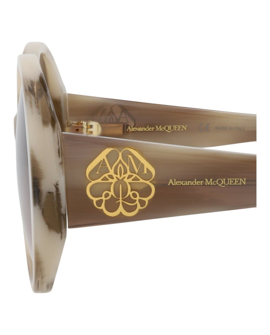 Alexander Mcqueen Round-Frame Acetate Sunglasses With Saddle Nose Bridge