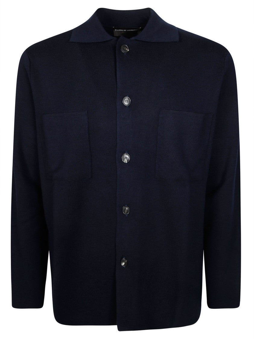 Filippo De Laurentiis Dark Navy Blue Boxy Shirt Jacket
