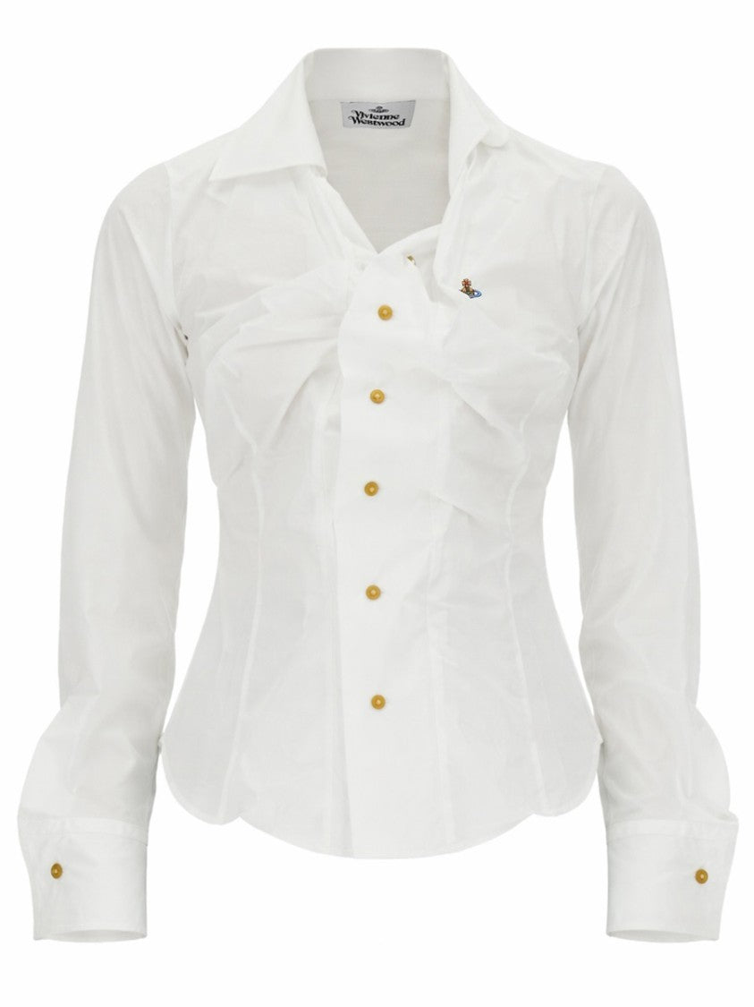 Vivienne Westwood Drunken Asymmetrical Ruffle Cotton Shirt