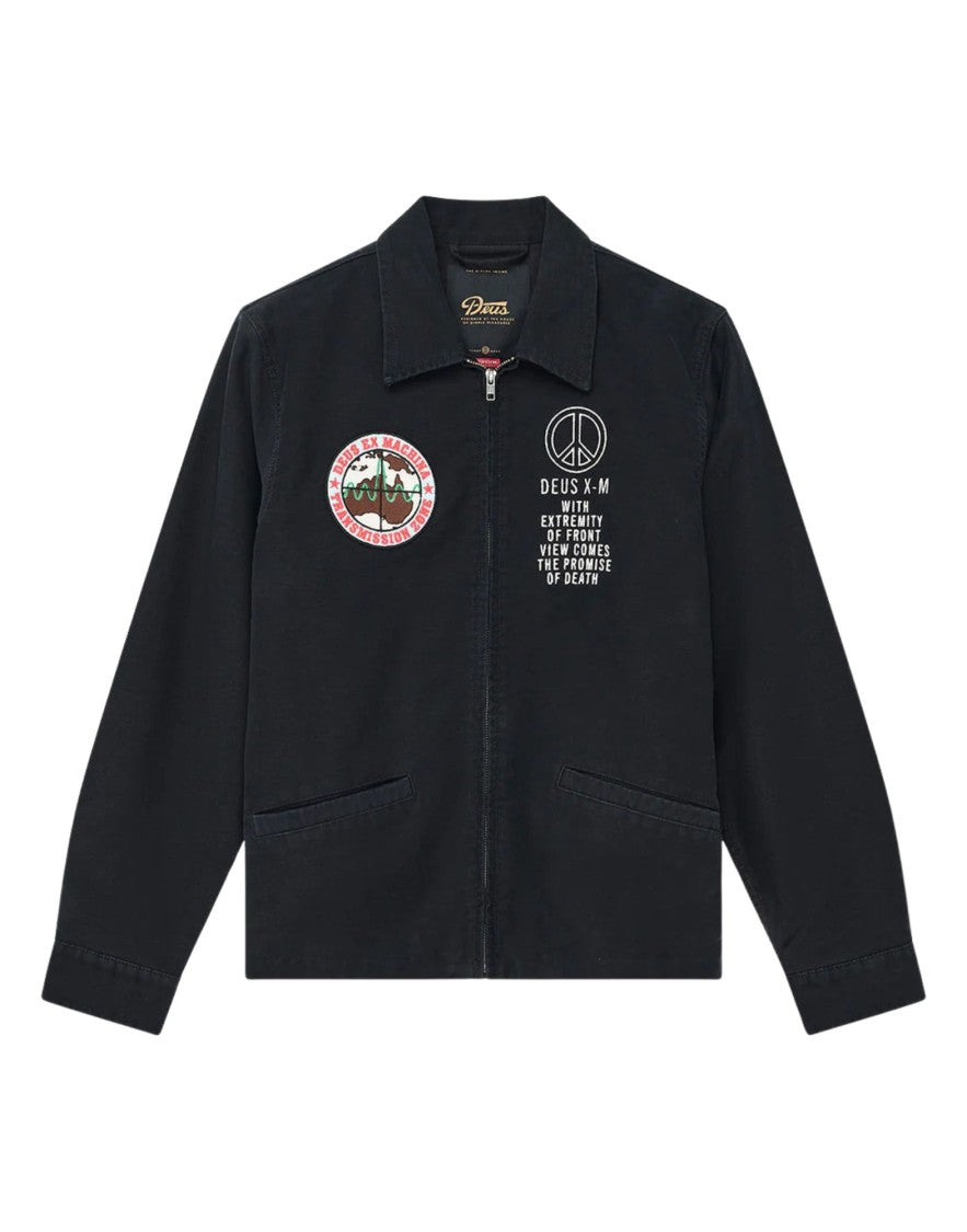 Deus Ex Machina Black Fugazi Embroidered Cotton Sateen Souvenir Jacket