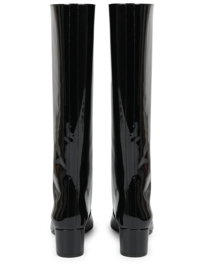 Celine Black Triomphe Glossy Leather High Boots