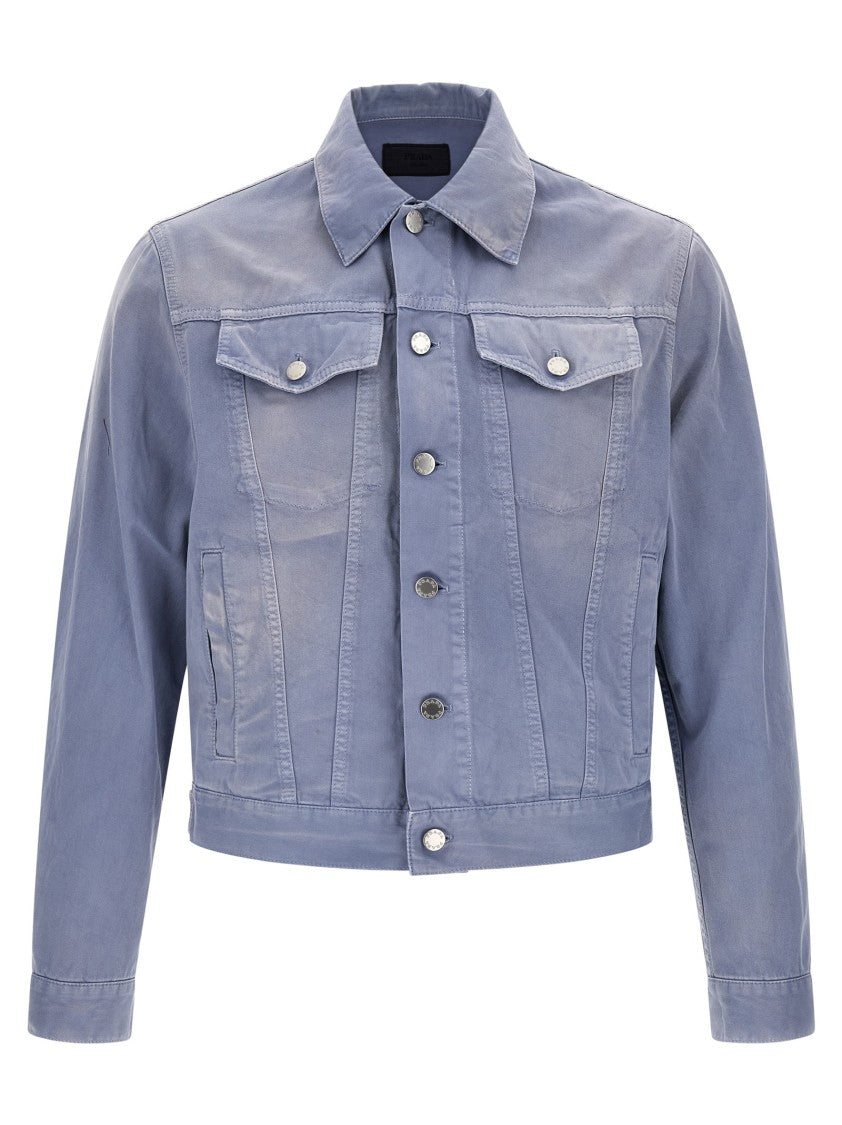 Prada Washed Cotton Gabardine Blouson With Removable Lining And Adjustable Hem