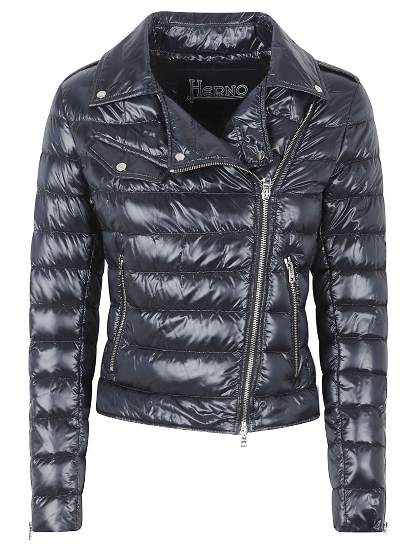 Herno Quilted Biker Jacket With Classic Collar