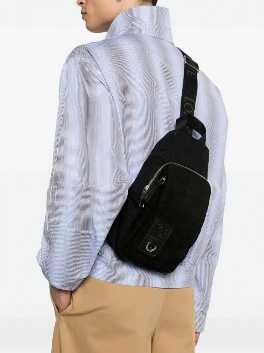 Loewe Compact Suede And Canvas Crossbody Bag