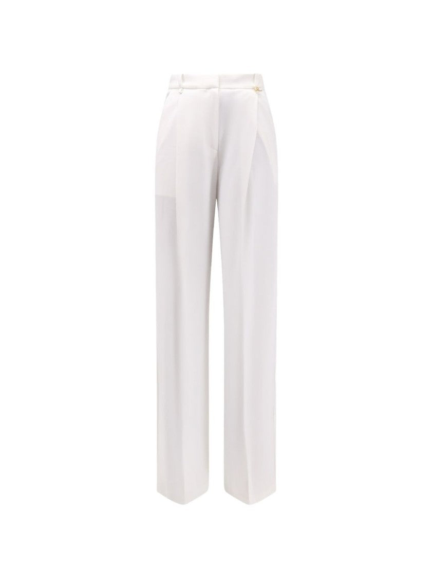 Elisabetta Franchi Tailored High-Waisted Trousers With Flared Hem And Gold Accent