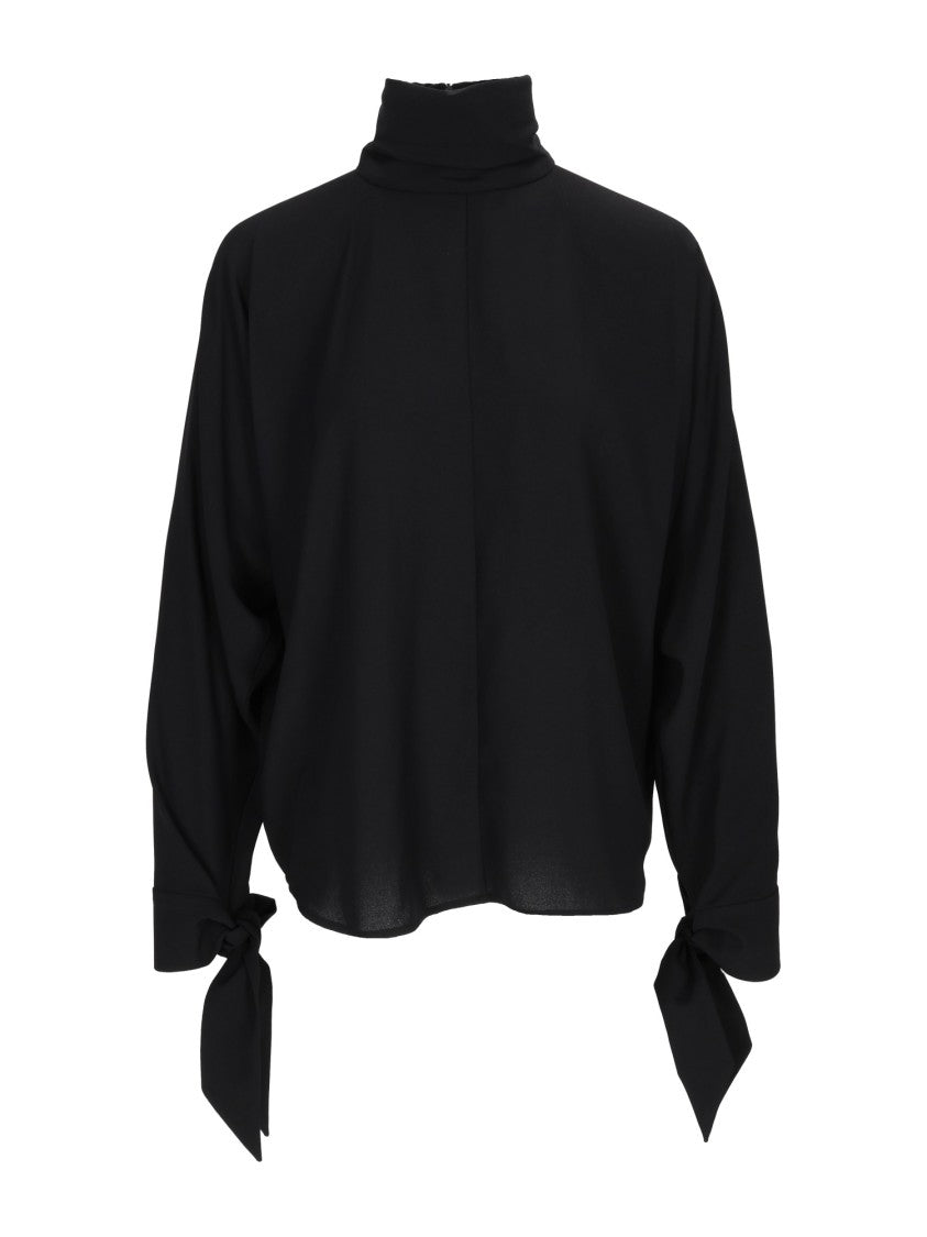 Emporio Armani High-Neck Tied Cuffs Blouse
