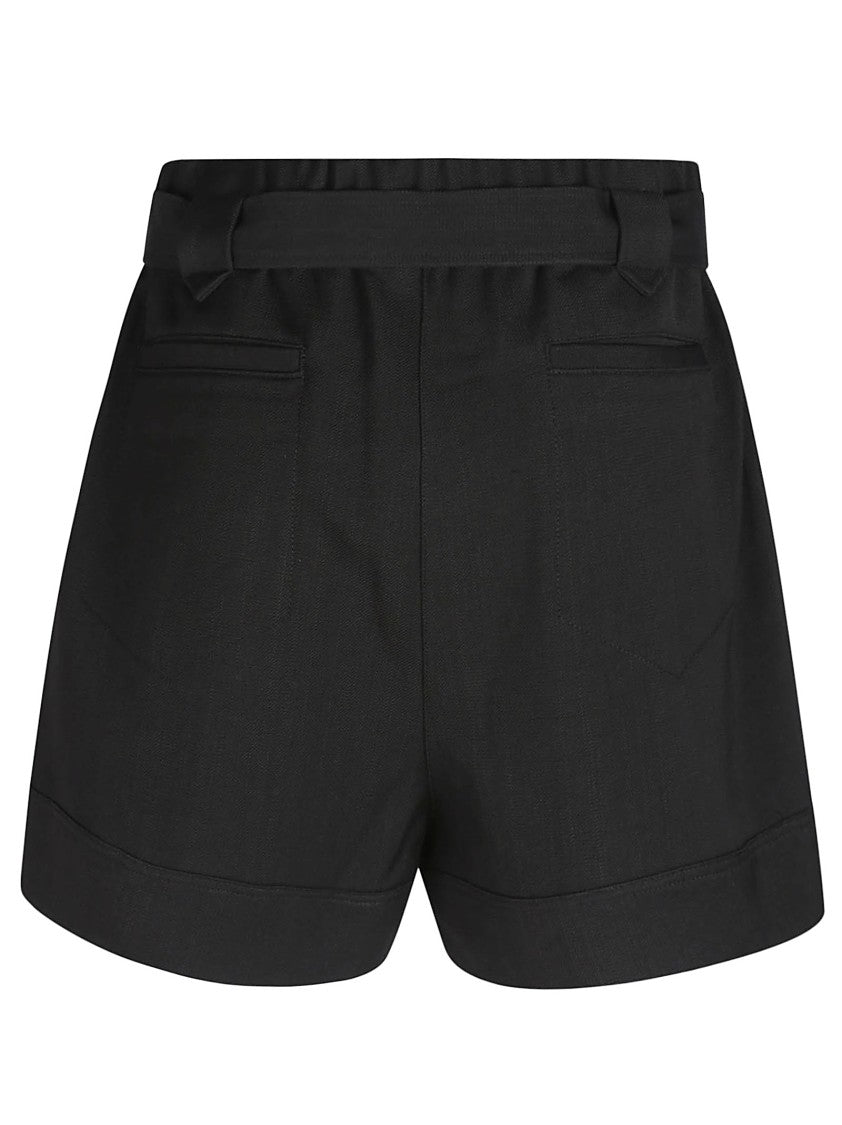 Iro Tailored Black High-Waisted Shorts With Self-Tie Belt