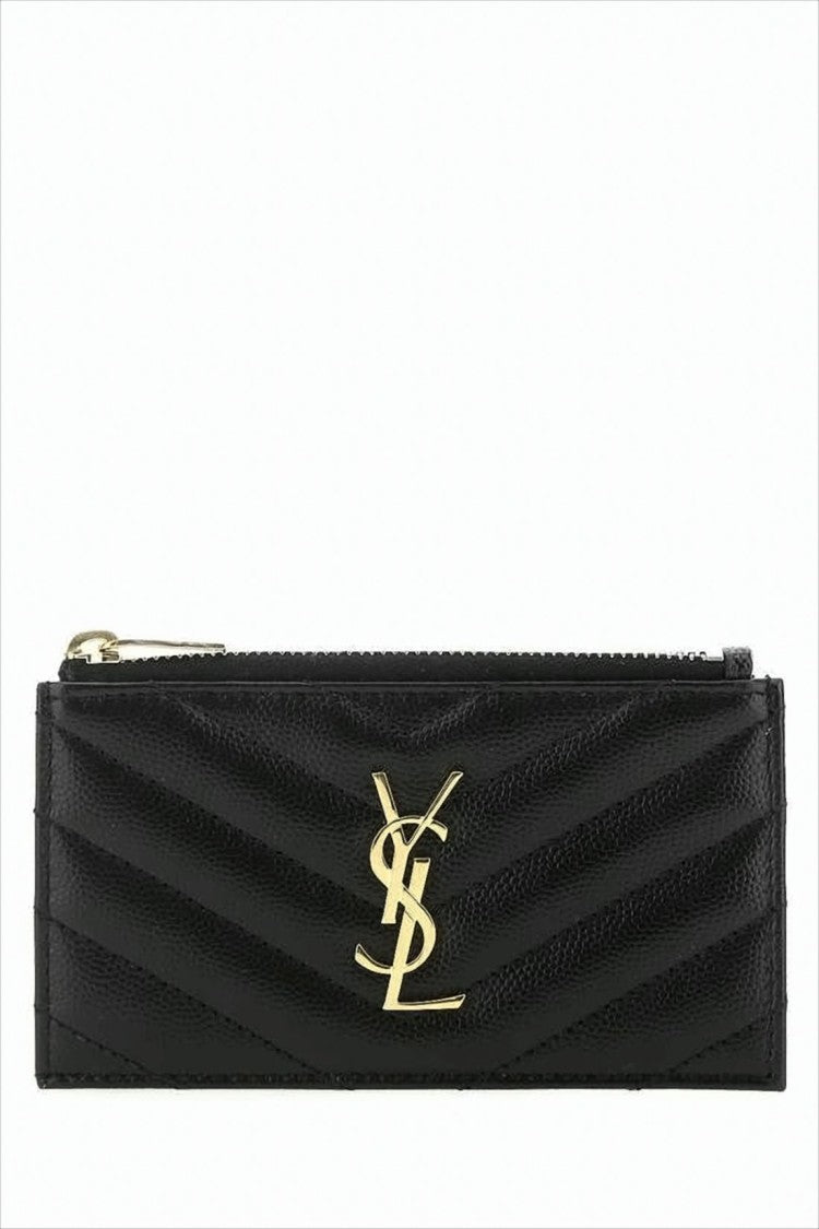 Saint Laurent Chevron-Quilted Calf Leather Wallet