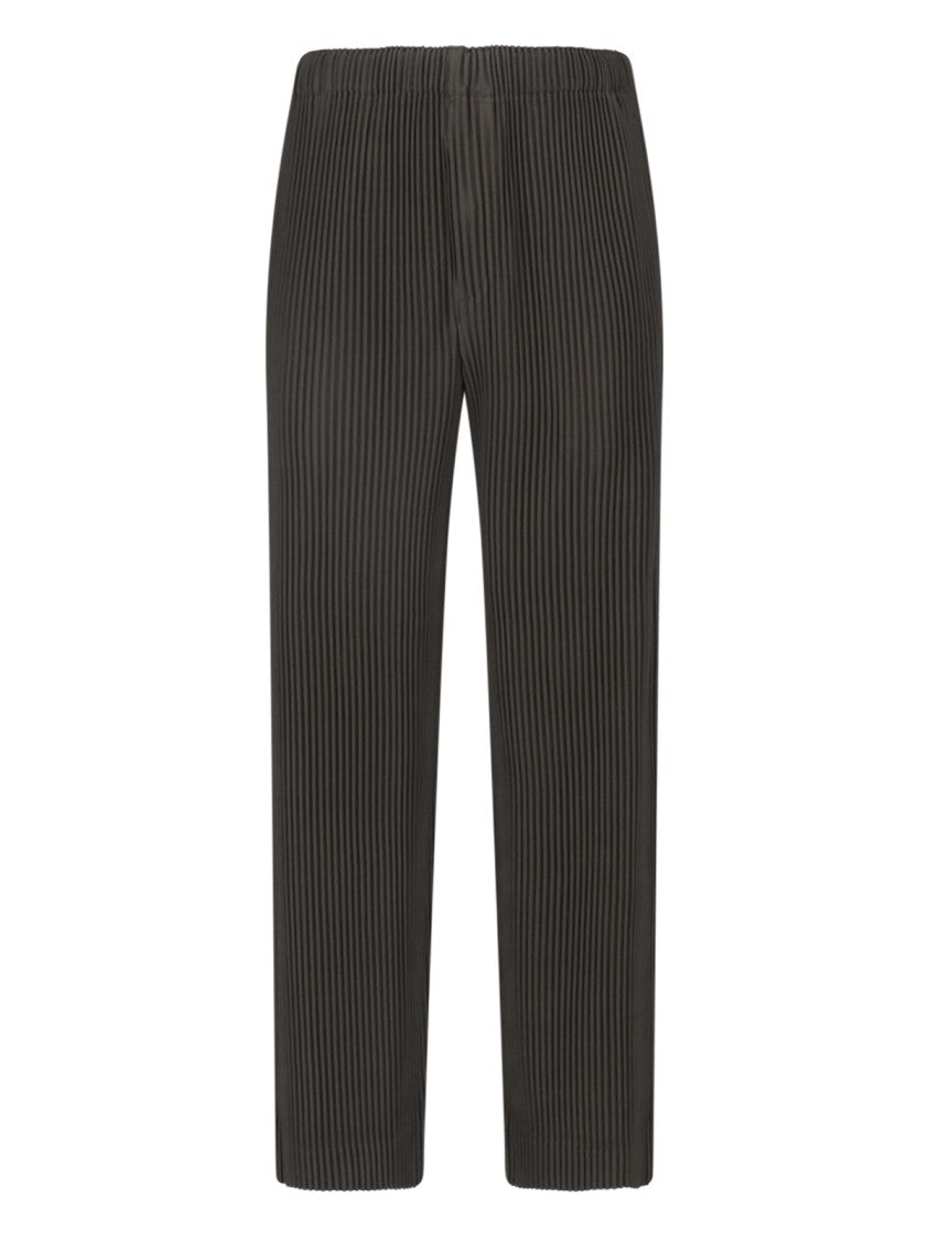 Homme Plissé Issey Miyake Brown Elastic Waist Pleated Straight-Leg Pants