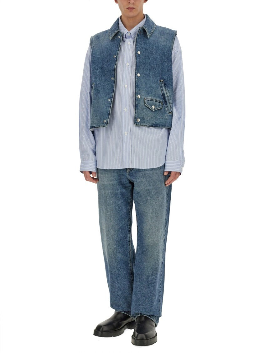 Givenchy Cropped Denim Vest With Classic Collar
