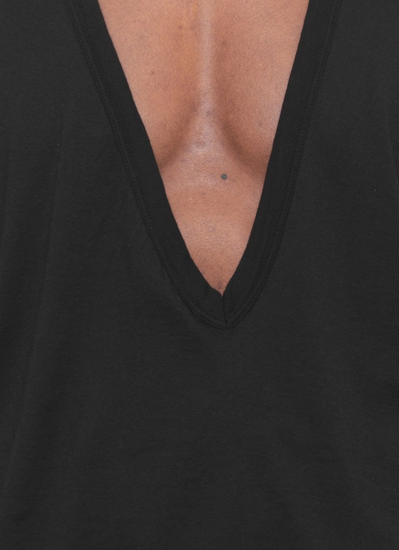 Drkshdw By Rick Owens Black Dylan T V-Neck Cotton Tank Top