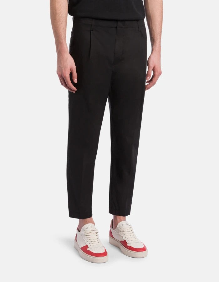 Dondup Black Tailored Slim Zipper Detail Cropped Pants
