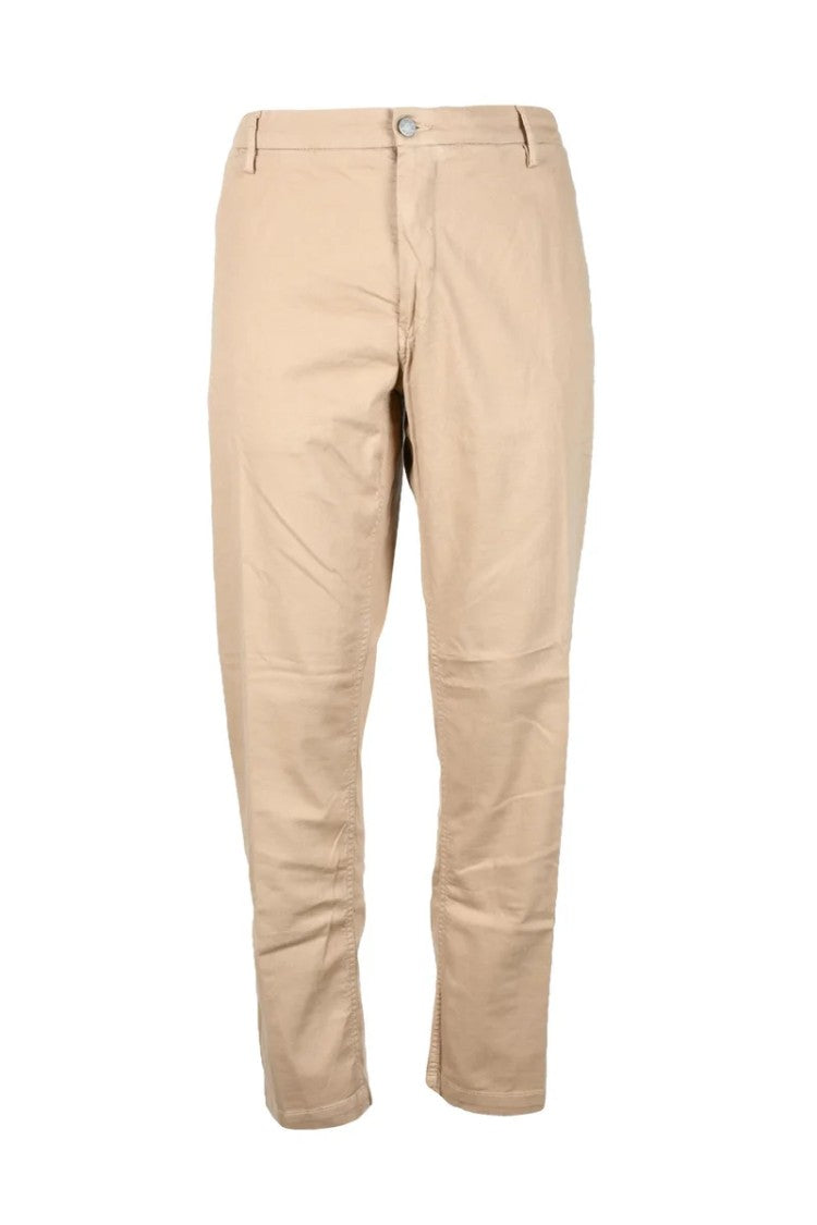 Replay Slim Fit Cotton Stretch Trousers With Mid-Rise Waist