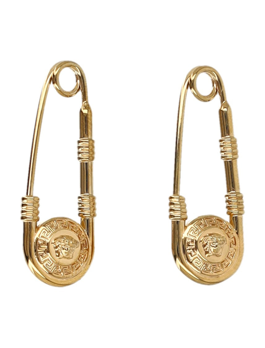 Versace Gold-Tone Safety Pin Earrings