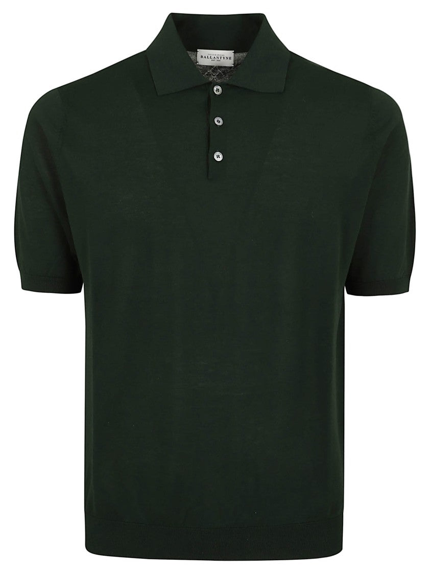 Ballantyne Polo Neck Pullover With Classic Button Front
