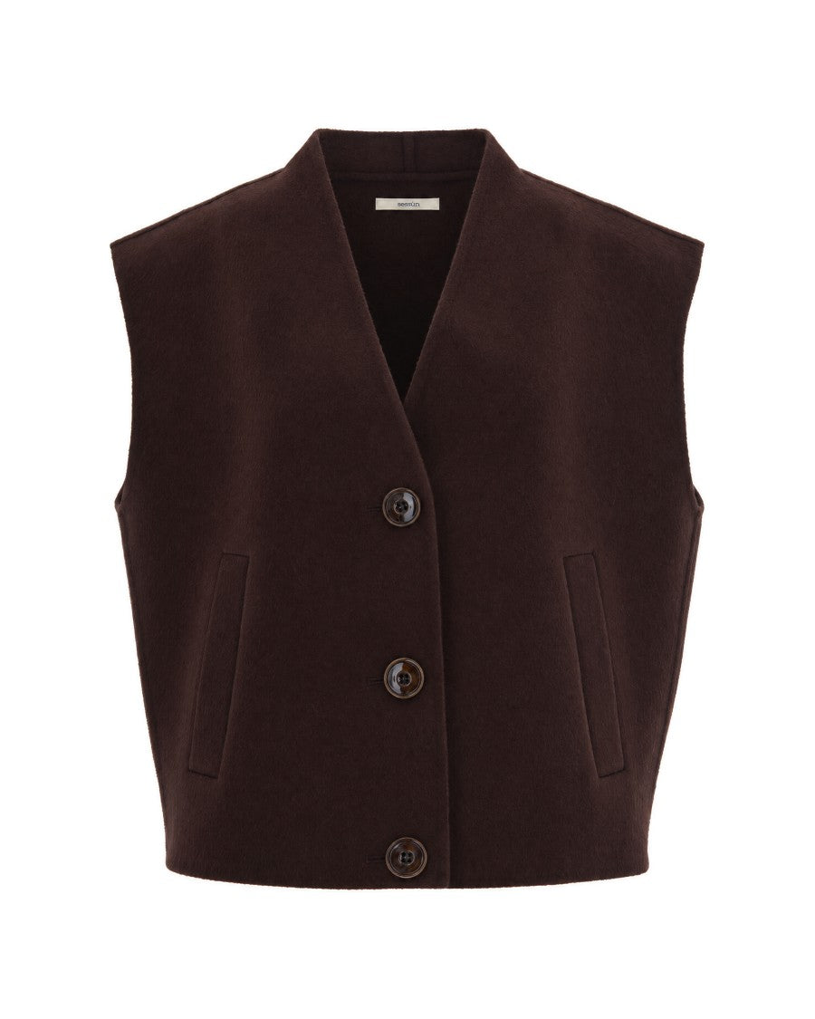 Sessùn Espresso Helspark Velvety Wool-Blend Gilet