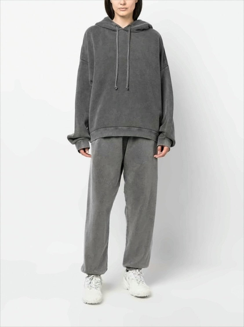Acne Studios Oversized Drawstring Hoodie With Washed Texture And Subtle Logo Patch