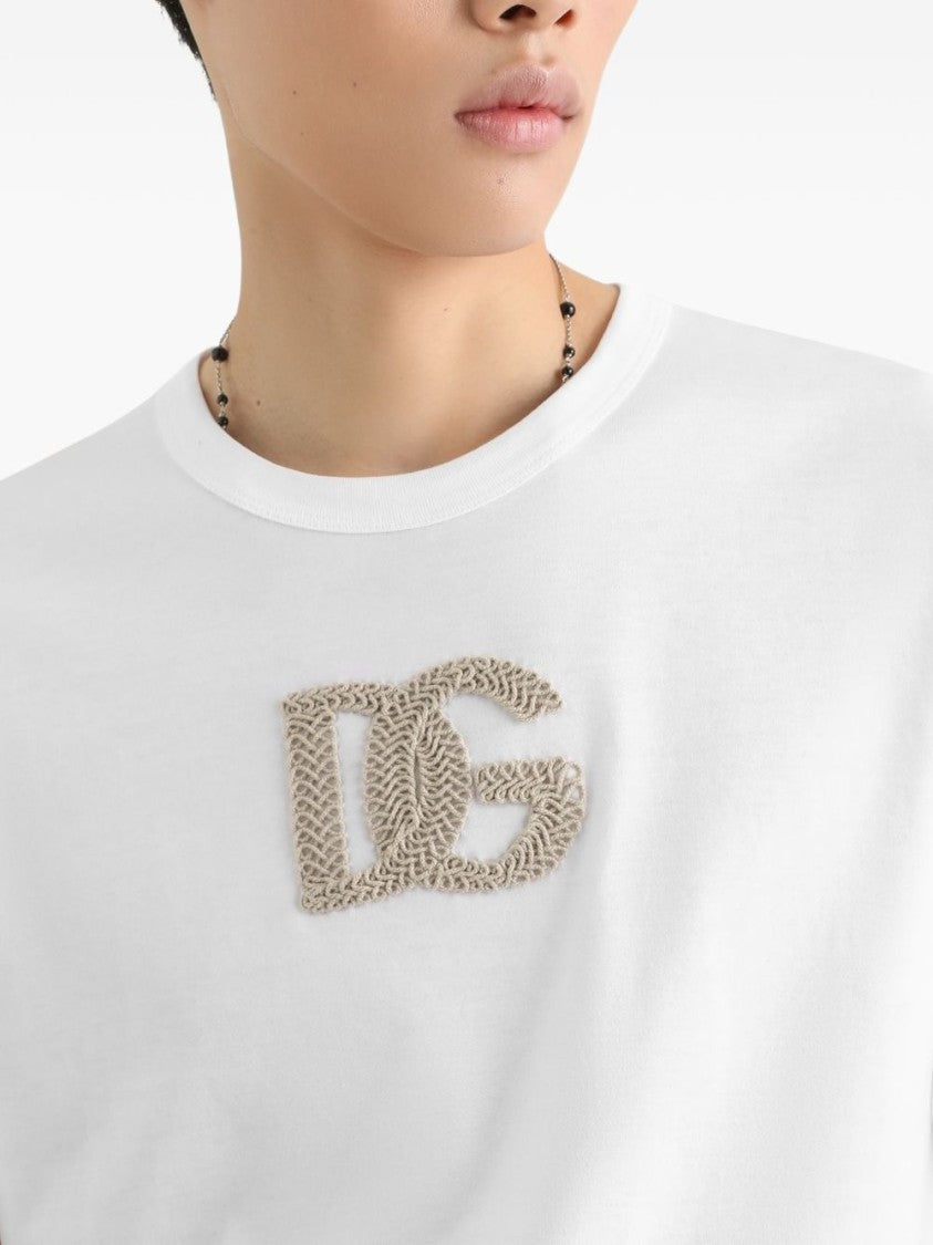 Dolce & Gabbana White Classic T-Shirt Textured Logo T-Shirt