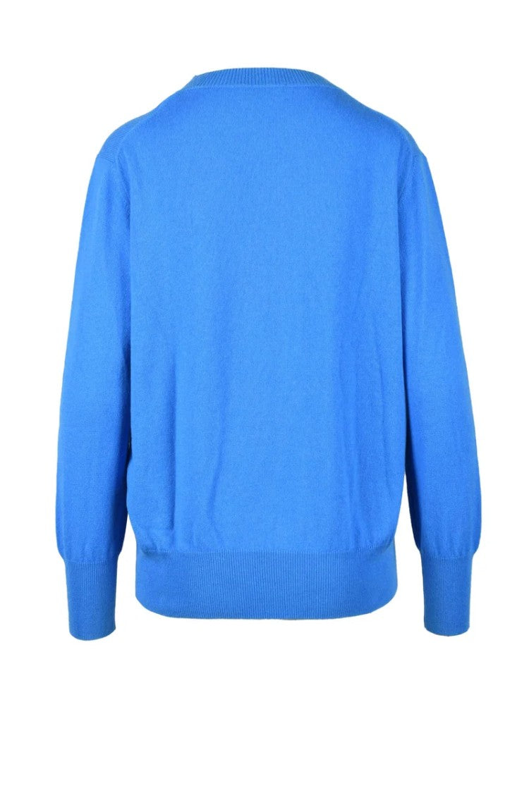 Ballantyne Cashmere Sweater - Sky Blue/White
