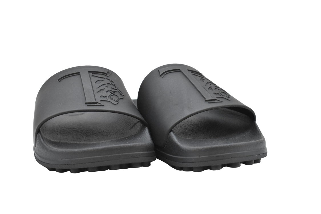 Tod's Matte Black Slip-On Slides With Textured Sole