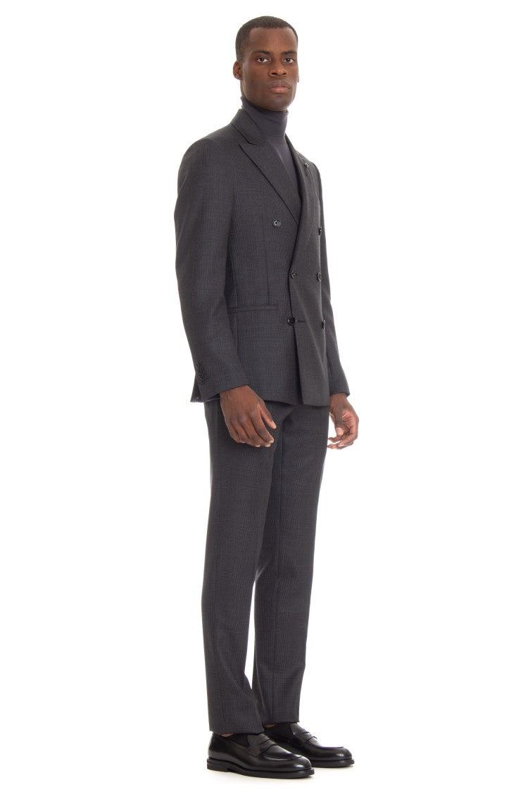 Lardini Double-Breasted Wool Check Suit