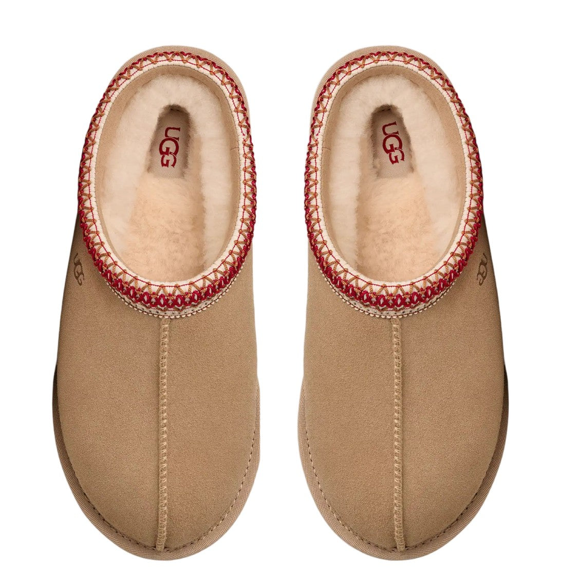 Ugg Beige/Red Suede Mules