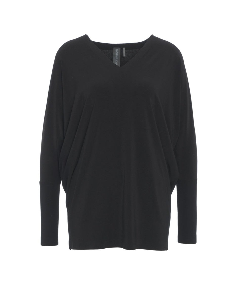 Norma Kamali Relaxed Fit Long-Sleeved T-Shirt With Classic V-Neckline