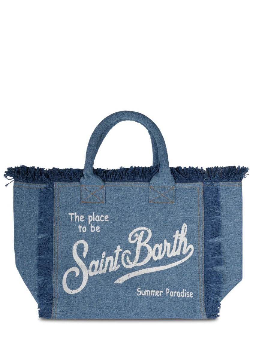Mc2 Saint Barth Medium Canvas Tote Bag With Fringed Edges